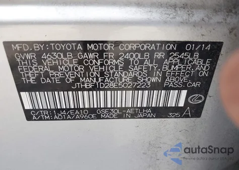 2014 Lexus Is 250 from USA, damaged, VIN JTHBF1D28E5027223